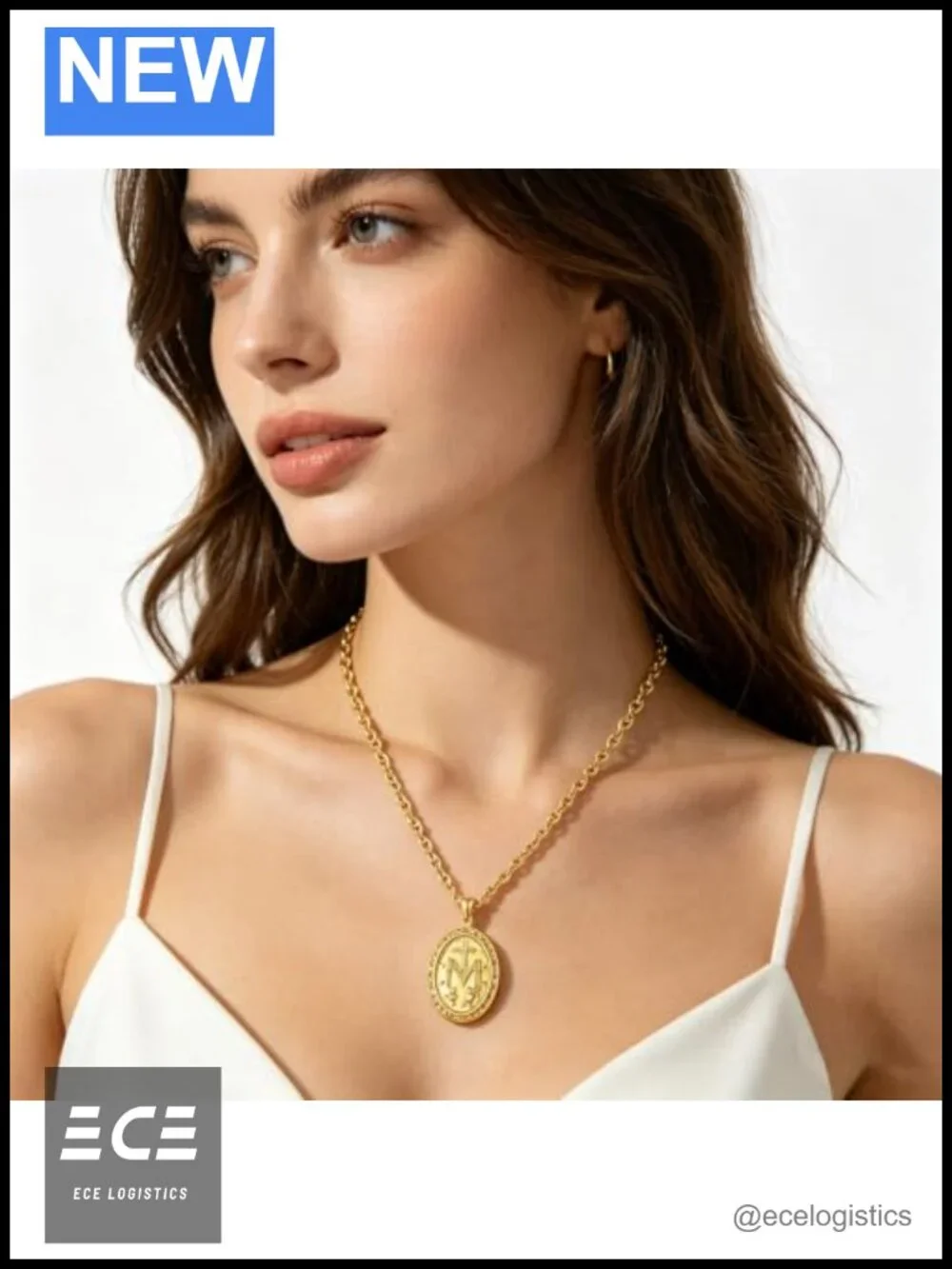 Miraculous Medal Necklace Gold Plated Stainless Steel Virgin Mary Pendant